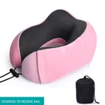Travel Pillow Memory Foam Neck Pillow with Storage Bag for Airplane Car Travel Accessories Pink