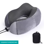 Travel Pillow Memory Foam Neck Pillow with Storage Bag for Airplane Car Travel Accessories Grey