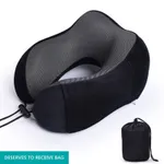 Travel Pillow Memory Foam Neck Pillow with Storage Bag for Airplane Car Travel Accessories Black