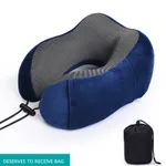 Travel Pillow Memory Foam Neck Pillow with Storage Bag for Airplane Car Travel Accessories Dark Blue
