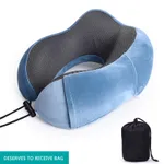 Travel Pillow Memory Foam Neck Pillow with Storage Bag for Airplane Car Travel Accessories Blue