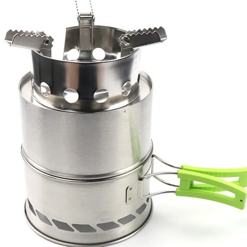 Camping Stove Mini Portable Wood Burning Stove Alcohol Stove Compact Stainless Steel Camping Cookware for Outdoor Camping Hiking Backpacking Picnic BB