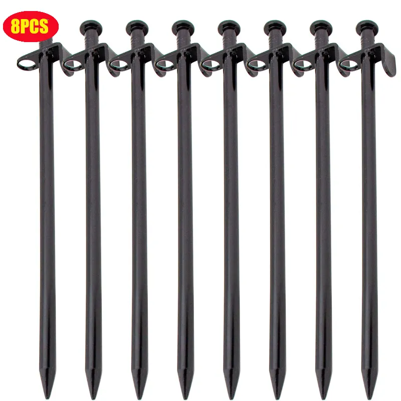

8Pcs Heavy Duty Steel Tent Stakes Tarp Pegs Camping Stakes with 4 Ropes 157inch Length for Outdoor Camping Canopy