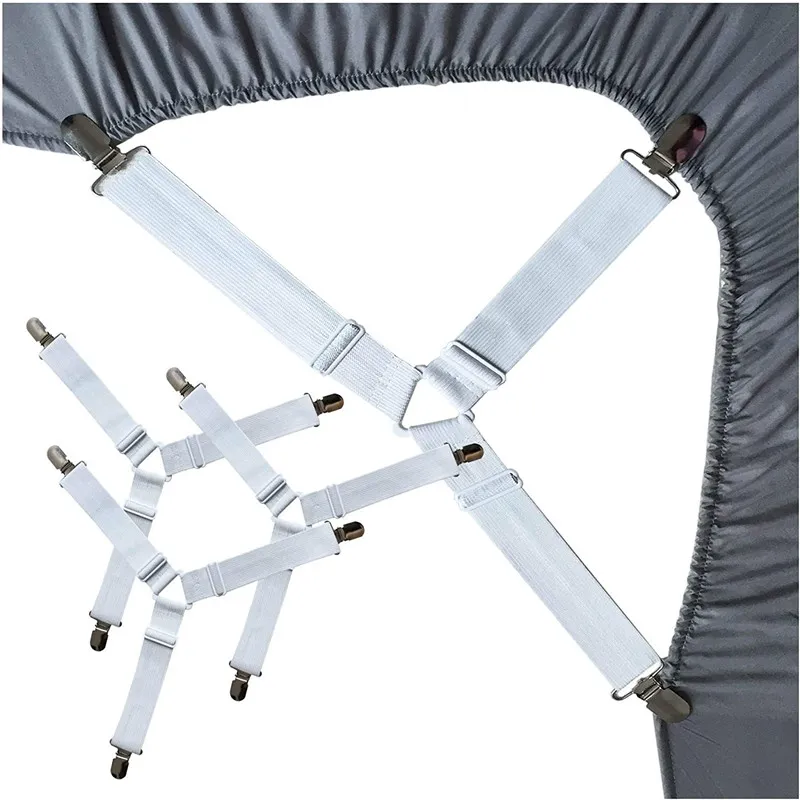 4-pack Bed Sheet Holder Straps Adjustable Crisscross Sheet Stays Keepers Bedsheet Holders Fasteners big image 2