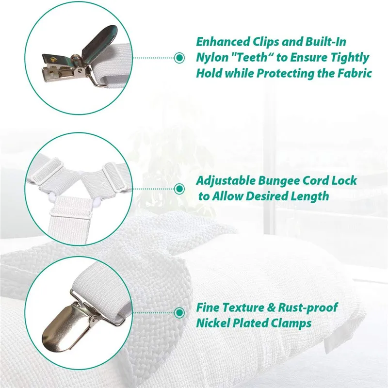 4-pack Bed Sheet Holder Straps Adjustable Crisscross Sheet Stays Keepers Bedsheet Holders Fasteners  big image 3