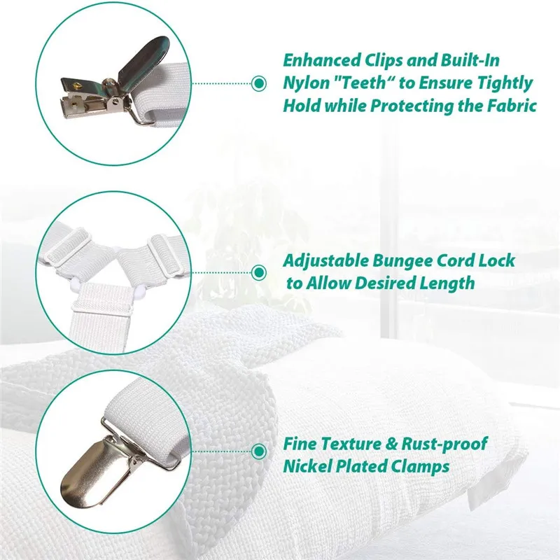 4-pack Bed Sheet Holder Straps Adjustable Crisscross Sheet Stays Keepers Bedsheet Holders Fasteners big image 3