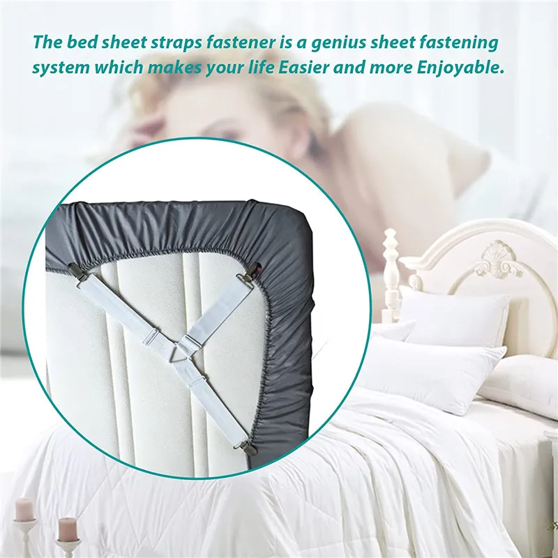 4-pack Bed Sheet Holder Straps Adjustable Crisscross Sheet Stays Keepers Bedsheet Holders Fasteners  big image 4