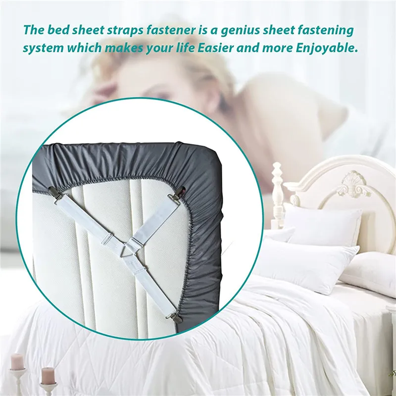 4-pack Bed Sheet Holder Straps Adjustable Crisscross Sheet Stays Keepers Bedsheet Holders Fasteners big image 4
