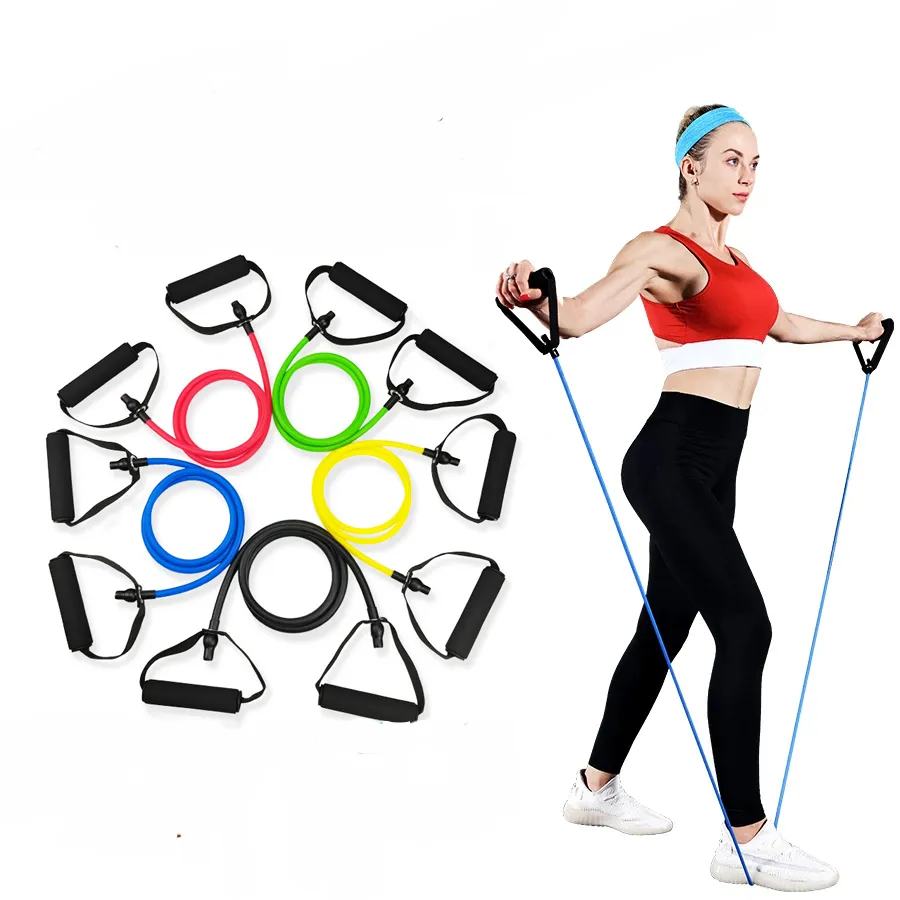 5 Levels Resistance Band Exercise Cord Elastic Muscle Chest Expander Fitness Exercise Band with Handle big image 7