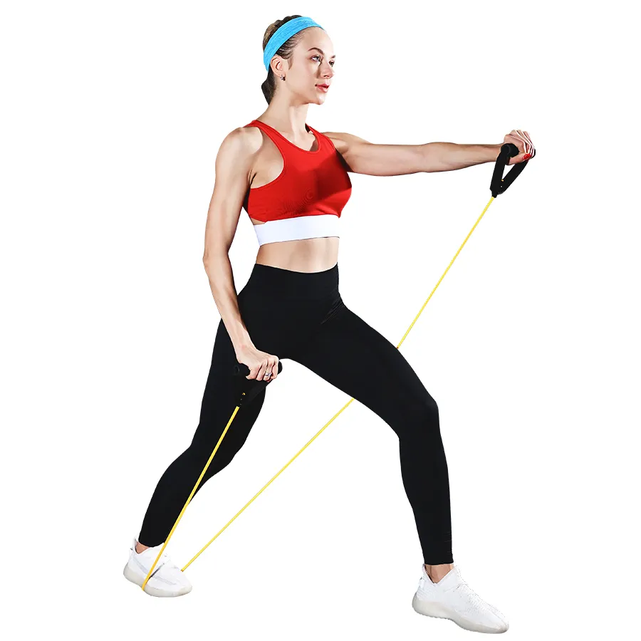 5 Levels Resistance Band Exercise Cord Elastic Muscle Chest Expander Fitness Exercise Band with Handle  big image 8