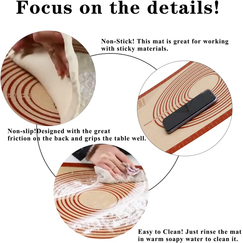 Non-slip Silicone Pastry Mat Non-Stick Thick Baking Mat Kitchen Accessories  image 2