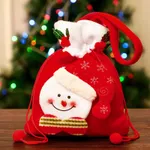1pc Christmas Pattern Decor Drawstring Gift Bag Apple Candy Bag Color-B