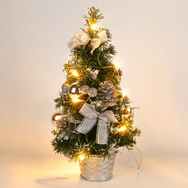 40 سم / 15.75 بوصة أدى ضوء شجرة عيد الميلاد المصغرة ليلة ضوء سطح الطاولة الديكور عيد الميلاد ضوء الزخرفية فضة big image 1