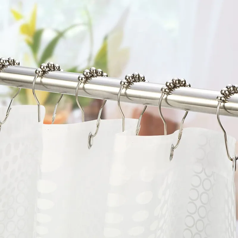 12Pcs Shower Curtain Hooks Rings Rust Proof Metal Shower Hooks for Curtain Bathroom Shower Rods  image 5