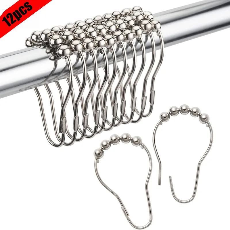 12Pcs Shower Curtain Hooks Rings Rust Proof Metal Shower Hooks for Curtain Bathroom Shower Rods  image 6