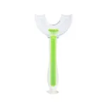 Kids 360° U Shaped Toothbrush Silicone Brush Head Whole Mouth Toothbrush with Handle Green