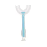 Kids 360° U Shaped Toothbrush Silicone Brush Head Whole Mouth Toothbrush with Handle Blue