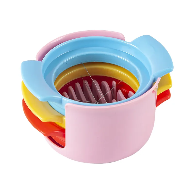 3 em 1 cortador de ovos multifuncional 304 fio de aço inoxidável cortador de ovos Rosa