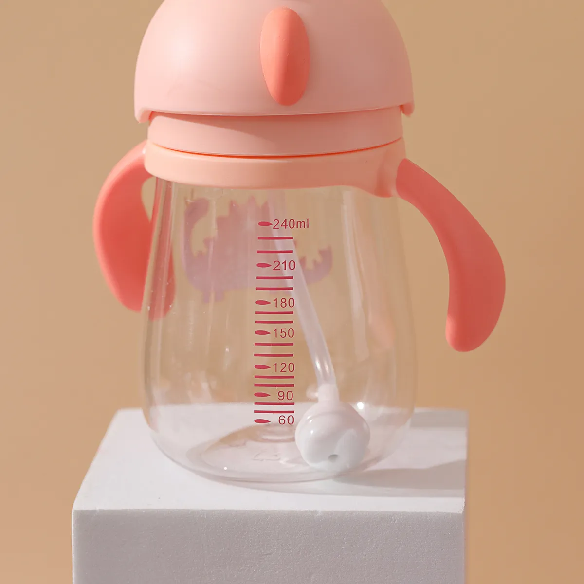 240ml（8.12oz）/360ml（12.17oz） tazza con beccuccio per dinosauro con cannuccia tritan senza bpa bambino beve bottiglie d'acqua tazza da allenamento con manici  image 5
