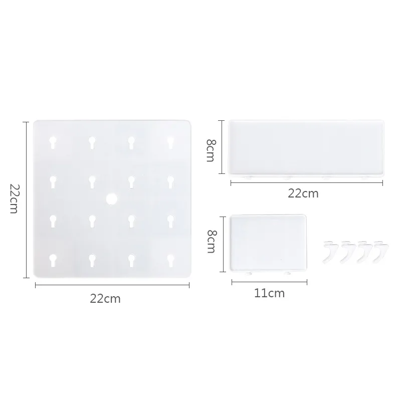 1pc Plastic Pegboard Combination Kit Decorative Wall Mounted Floating Shelves For Entryway Living Room Kitchen Bathroom
