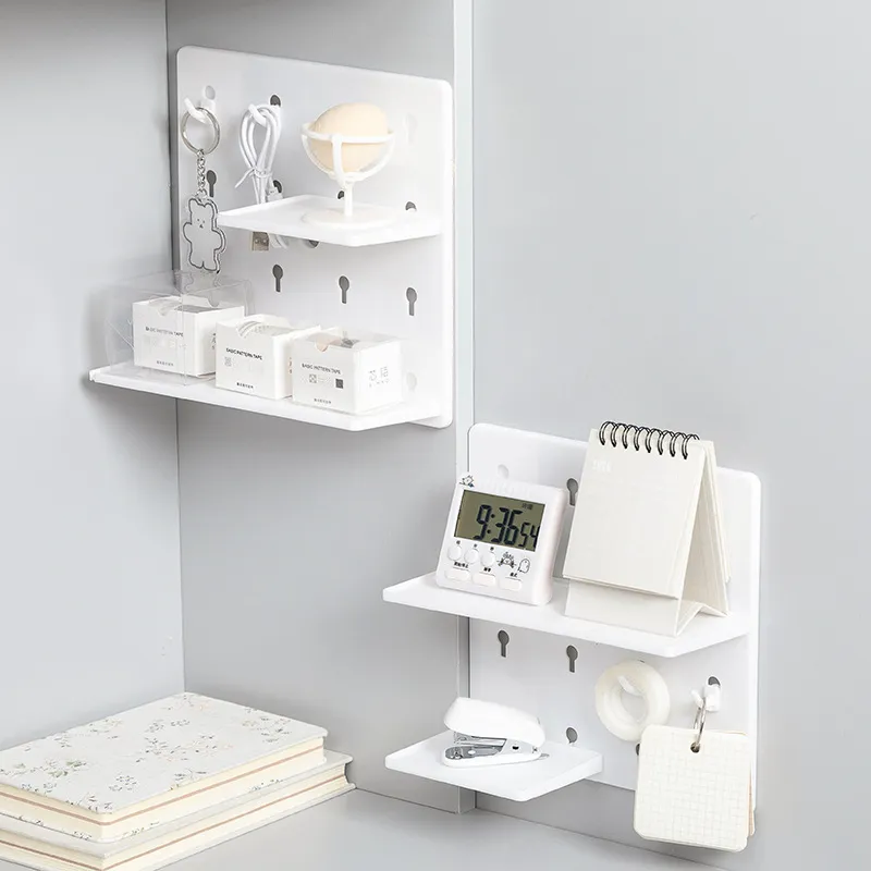 1pc plástico pegboard combinação kit decorativo de parede montada prateleiras flutuantes para entrada sala de estar cozinha banheiro  image 6