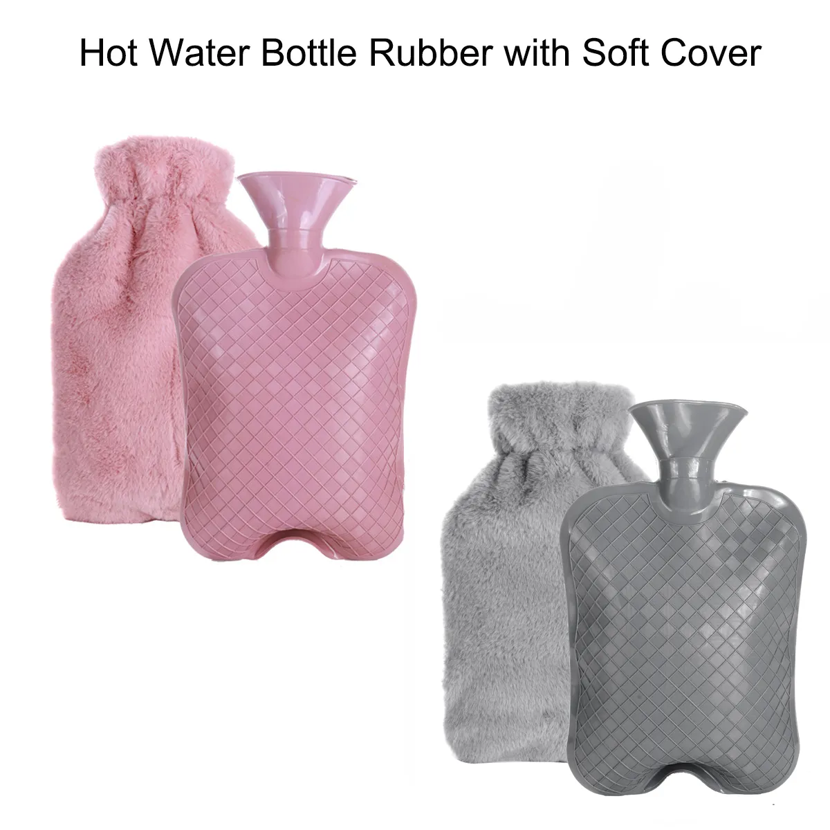2L Hot Water Bottle Hot Water Bag with Soft Plush Cover Removable Hot Cold Pack for Menstrual Cramps and Pain Relief