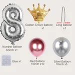 19Pcs Numbers Crown Aluminum Foil Balloon and Latex Balloon Set Birthday Party Wedding Column Road Guide Balloon Party Decoration Color-E