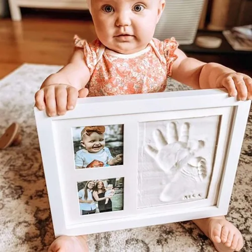 Baby-Handabdruck- und Fußabdruck-Hersteller-Kit, Andenken für Neugeborene, Duschgeschenke, DIY-Meilenstein-Bilderrahmen, Babyregister