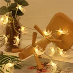 10 luzes de corda de lua estrela led eid mubarak luzes decorativas para ornamentos de decoração interna e externa Amarelo