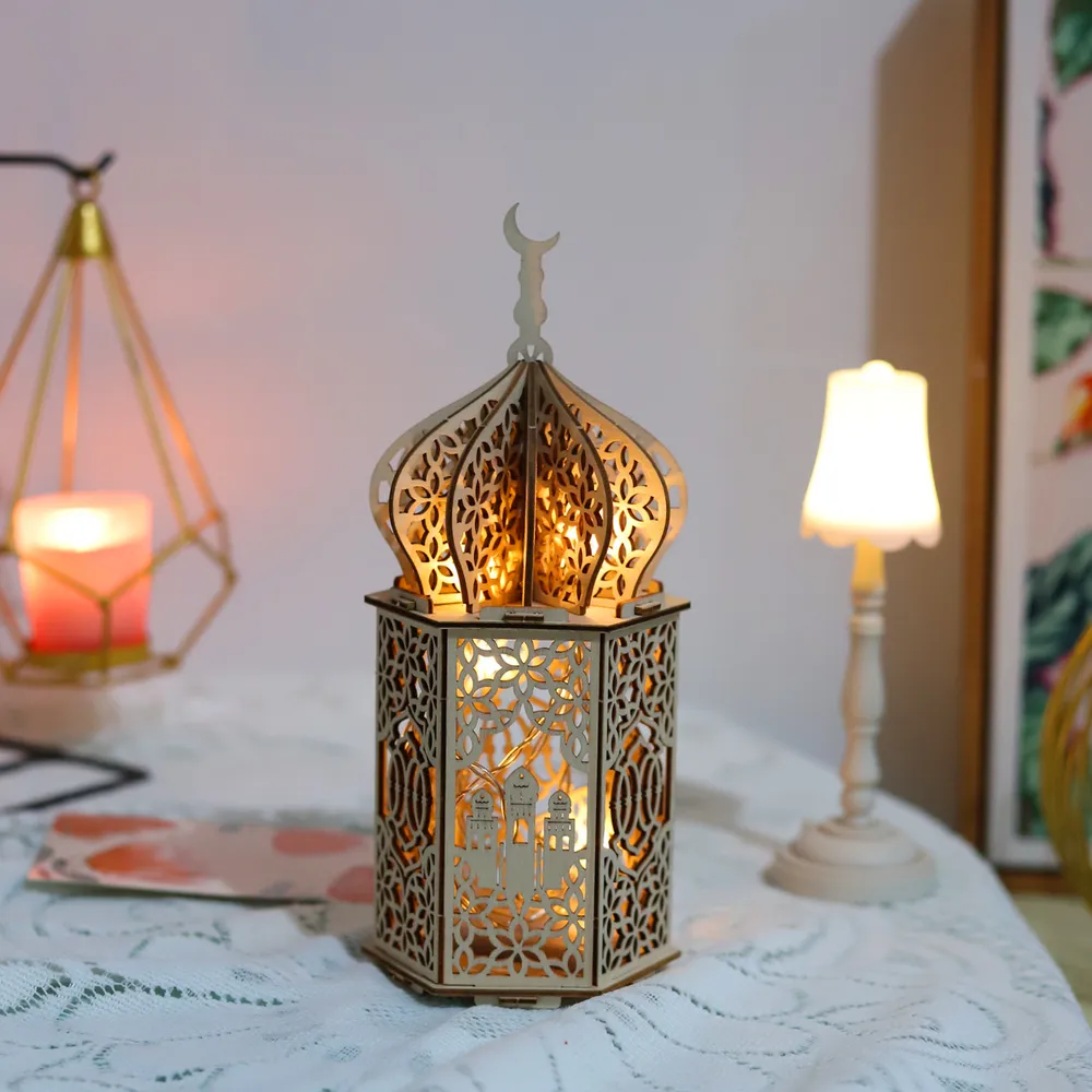 DIY Wooden Muslim Palace Decorative Light Eid Ornaments big image 3