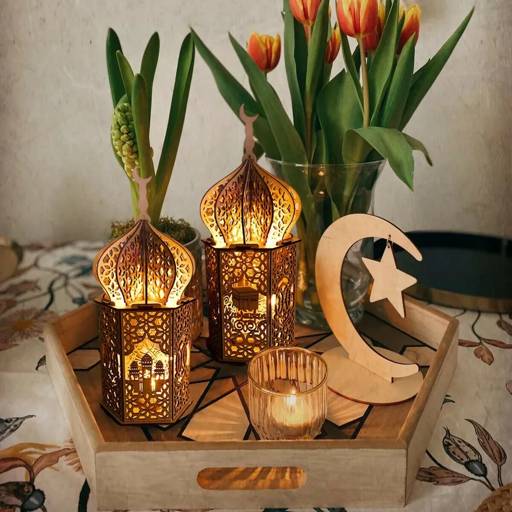 DIY Wooden Muslim Palace Decorative Light Eid Ornaments  big image 4