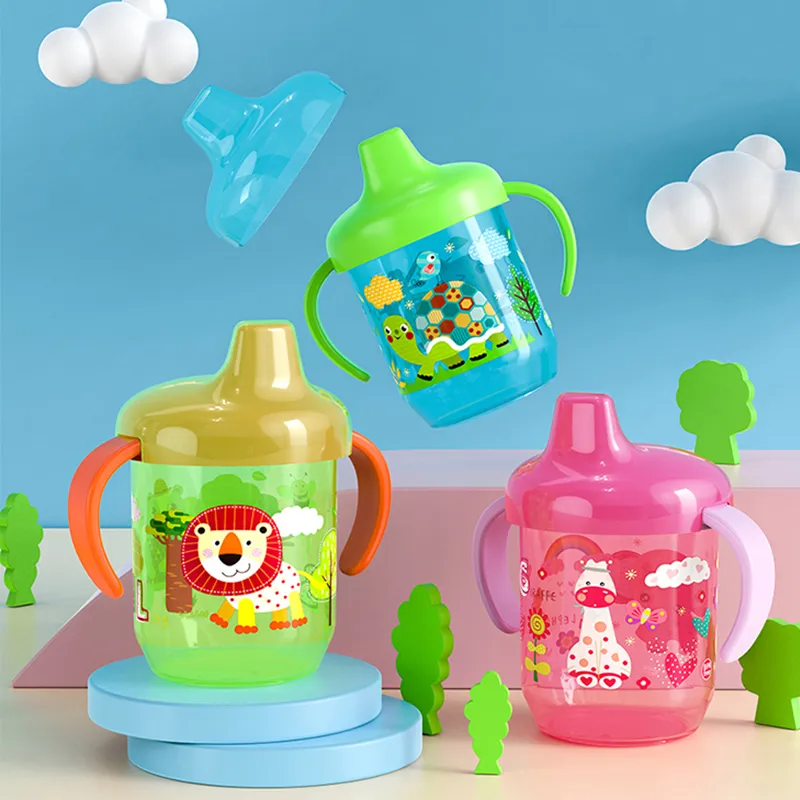 250 ml/8,45 oz copo com bico duro com alça padrão dos desenhos animados copo de água para crianças meninas meninos Cor-A big image 1