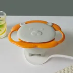 嬰兒陀螺碗360°防潑濺陀螺碗帶蓋 白色