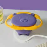 嬰兒陀螺碗360°防潑濺陀螺碗帶蓋 紫色