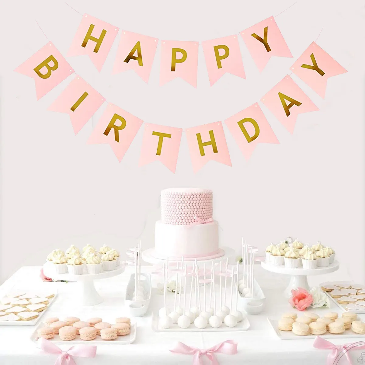 Conjunto de balões de decoração de aniversário 32 peças, balões de ouro rosa e balões de látex de confete e banner de feliz aniversário  image 5