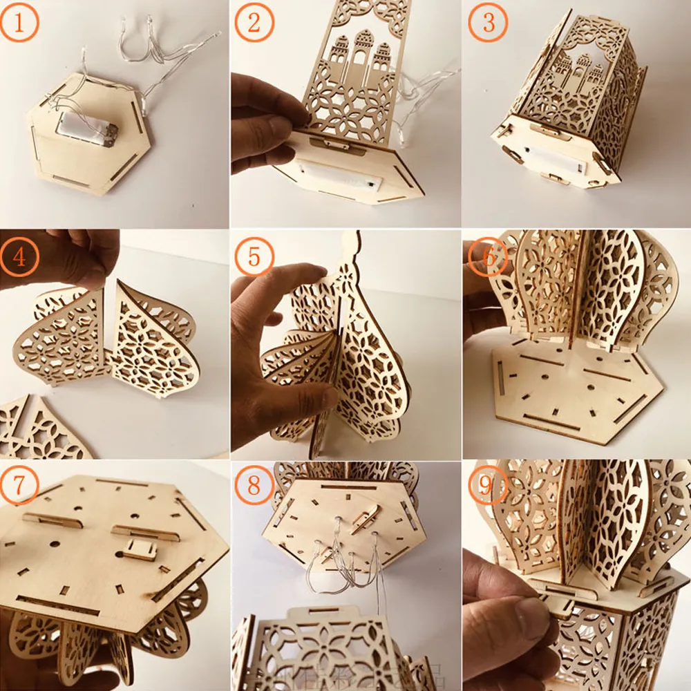 DIY Wooden Muslim Palace Decorative Light Eid Ornaments big image 6