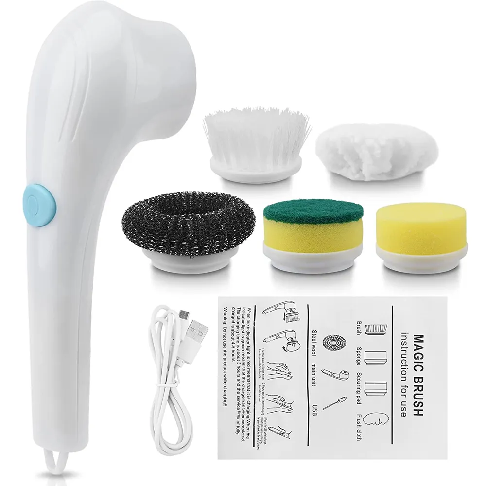 Electric Spin Scrubber Cordless Power Scrubber Cleaning Brush with 5  Replaceable Brush Heads Only $20.99 PatPat US Mobile