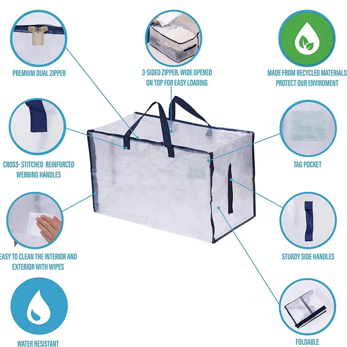Comforter Storage Bag with Sturdy Handles & Premium Dual Zipper for Clothes Blankets Quilt Duvet Bedding Color-A image 6