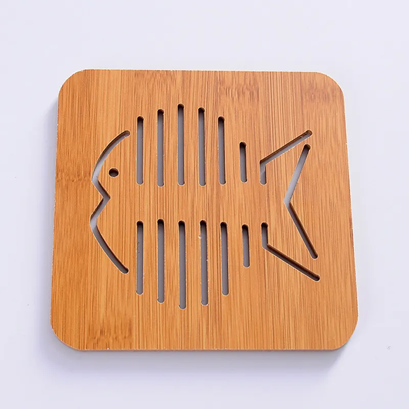 Wooden Table Mat For Dining Table Hollow Carving Cats Fish Owl Print Placemats Coasters Heat Resistant Pad Cup Bowl Place Mats Ginger big image 1