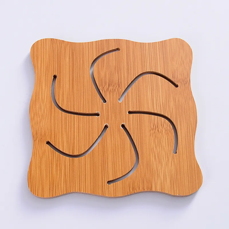 Wooden Table Mat For Dining Table Hollow Carving Cats Fish Owl Print Placemats Coasters Heat Resistant Pad Cup Bowl Place Mats Color-A