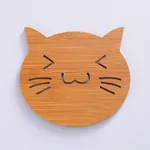 Wooden Table Mat For Dining Table Hollow Carving Cats Fish Owl Print Placemats Coasters Heat Resistant Pad Cup Bowl Place Mats Color-D