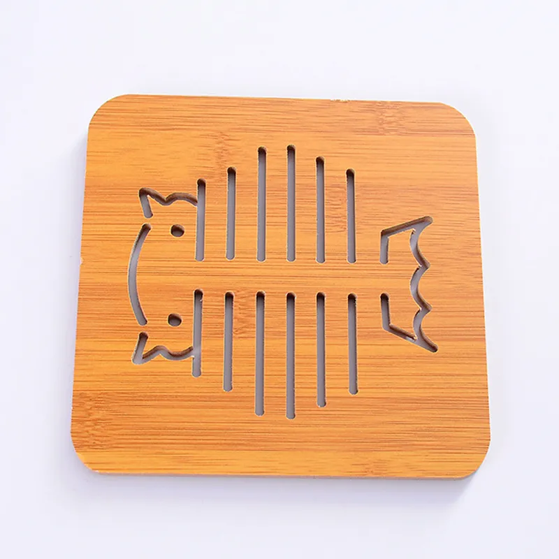 

Wooden Table Mat For Dining Table Hollow Carving Cats Fish Owl Print Placemats Coasters Heat Resistant Pad Cup Bowl Place Mats