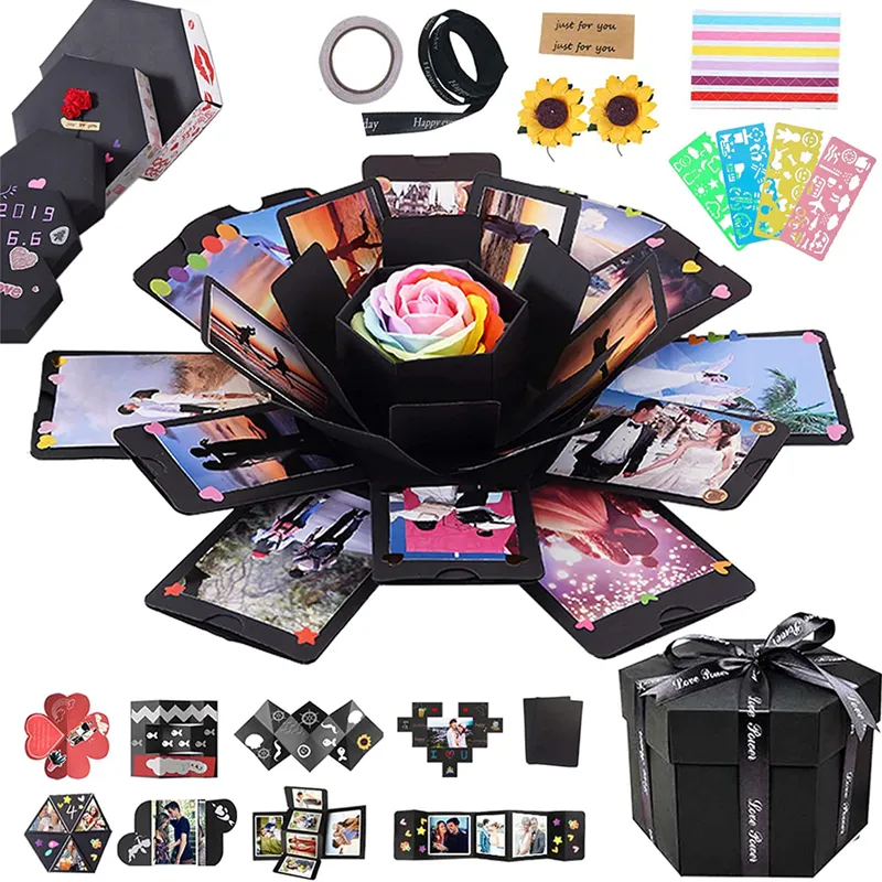 caixa de explosão hexagonal surpresa diy álbum de fotos presente feito à mão para presente de dia das mães álbum de casamento  image 4
