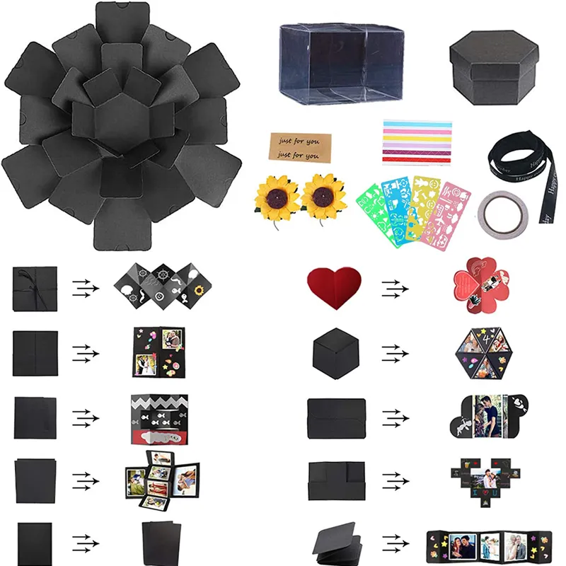 caixa de explosão hexagonal surpresa diy álbum de fotos presente feito à mão para presente de dia das mães álbum de casamento  big image 1