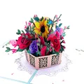 Flower Basket 3D Greeting Card Paper Holding Flower Greeting Card  image 1