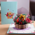 Flower Basket 3D Greeting Card Paper Holding Flower Greeting Card  image 2