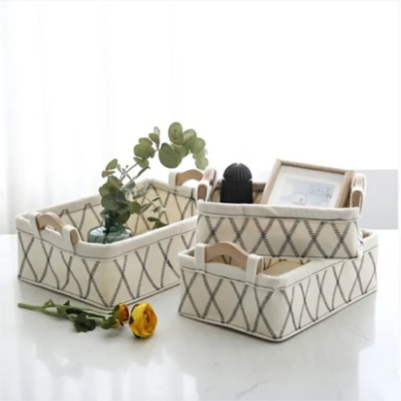 Desktop Storage Box Toy Sundries Storage Basket Cosmetic Underwear Storage Organizer Beige image 3