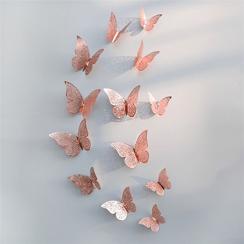 

12-pack 3D Hollow out Butterfly Design Wall Sticker Decoration Living Room Window Home Decor