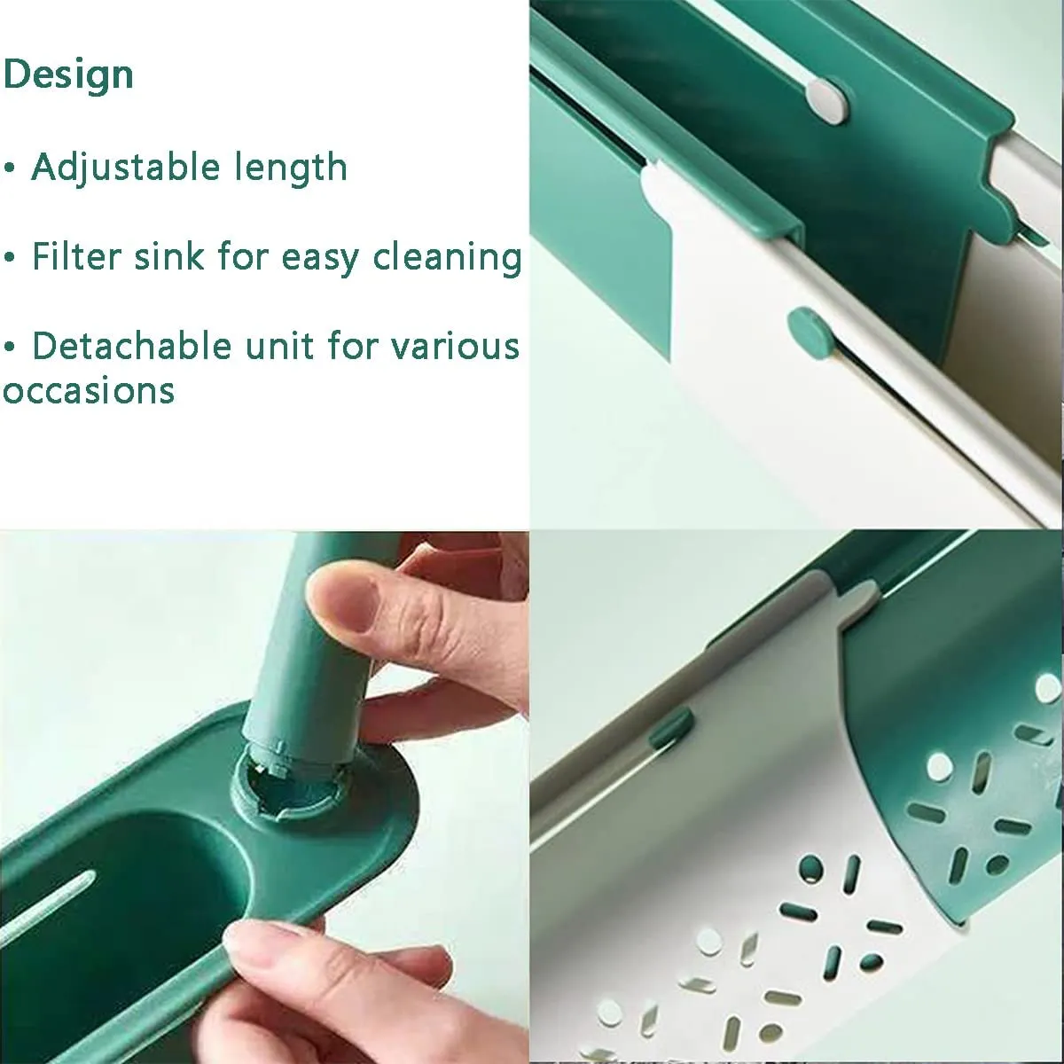 Kitchen Sink Storage Rack Sink Telescopic Drainer Rack Green image 3