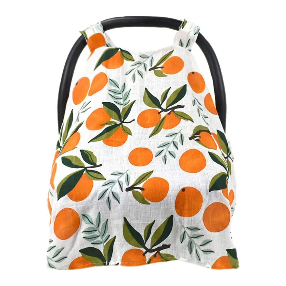 4 Colors Baby Seat Floral Print Sun Shade Multifunctional Breathable Car Cover Orange